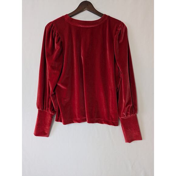 Loft Womens Velvet Long Puff Sleeve Copper Red Top Size‎ Small Office Casual - Picture 3 of 6